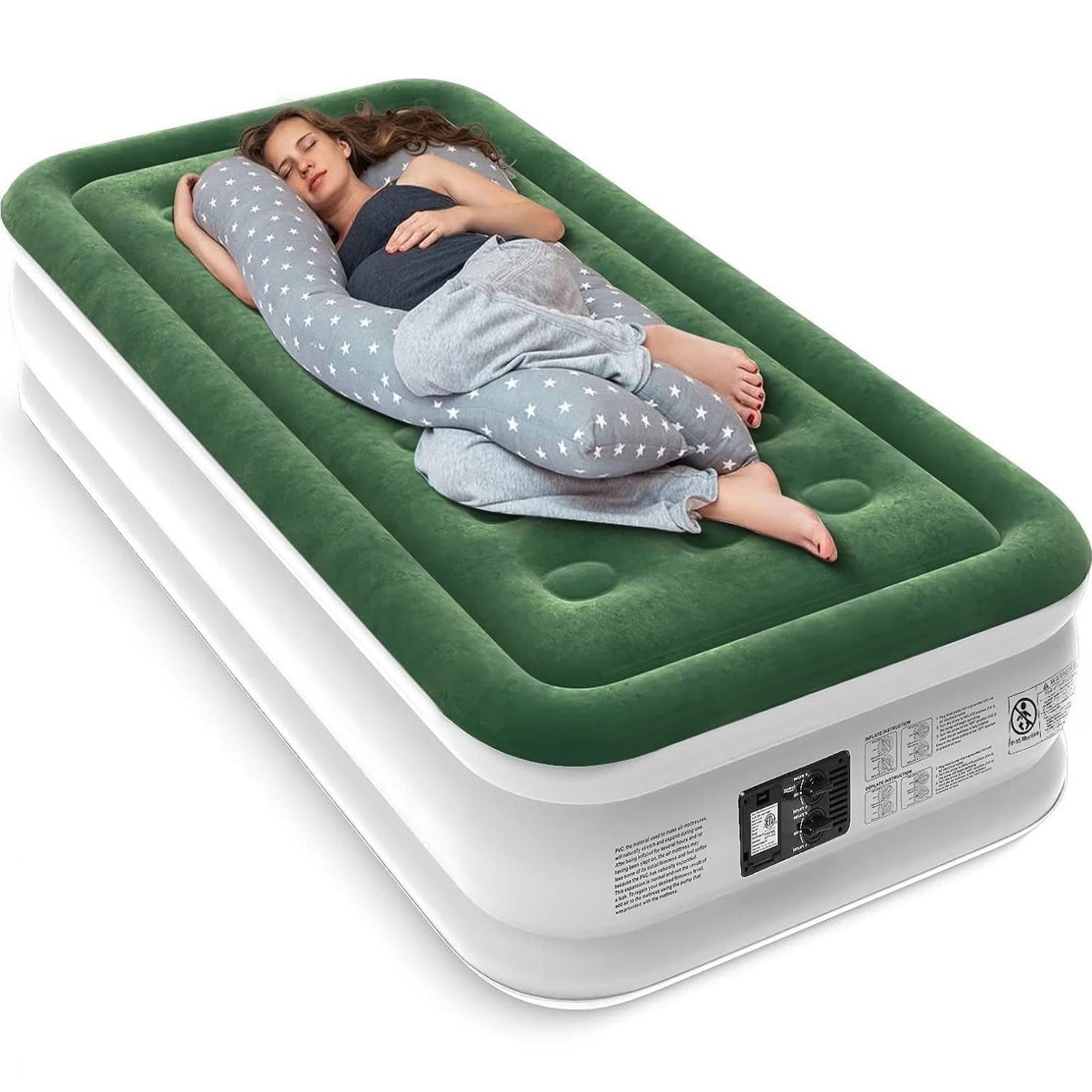 Zearna Air Mattress With Built In Pump - Upgraded Twin Blow Up Mattress, 2 Mins Quick Self Inflatable With Double Air Chamber,18